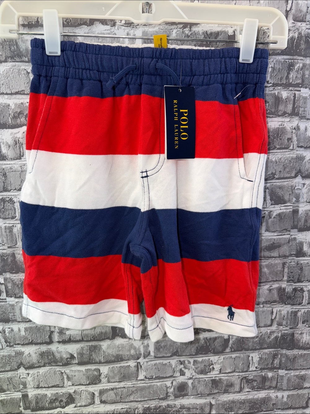NWT Polo Ralph Lauren Red, White & Navy Striped Drawstring Shorts